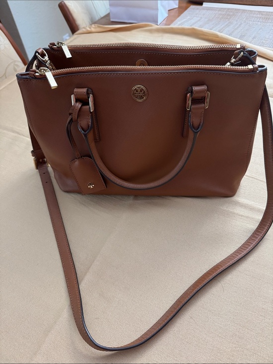 Tory Burch Handbags - Tory Burch Chestnut Brown Leather Double-Zip Satchel